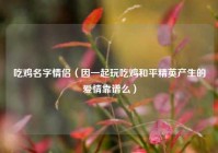 吃鸡名字情侣（因一起玩吃鸡和平精英产生的爱情靠谱么）