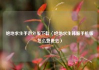 绝地求生手游外服下载（绝地求生韩服手机版怎么登进去）