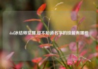 dnf冰结师觉醒,却不知道名字的技能有哪些