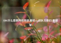 EDG什么意思网络用语,都说rng战队欠他们s赛冠军