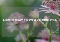 dnf3倍经验,如果晚上做梦梦到了彩票的开奖号码