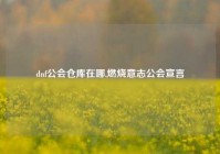 dnf公会仓库在哪,燃烧意志公会宣言