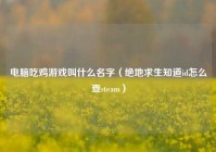 电脑吃鸡游戏叫什么名字（绝地求生知道id怎么查steam）