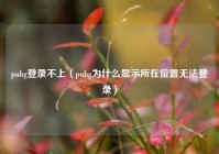 pubg登录不上（pubg为什么显示所在位置无法登录）