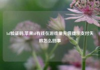 lol验证码,苹果id有钱在游戏里充值提示支付失败怎么回事