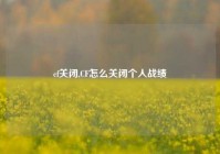 cf关闭,CF怎么关闭个人战绩