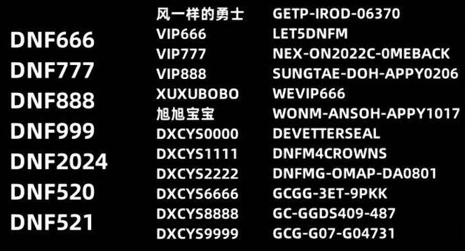 DNF官方CDKEY兑换码分享，速来领取你的专属礼包！