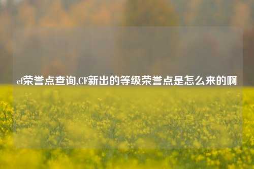 cf荣誉点查询,CF新出的等级荣誉点是怎么来的啊