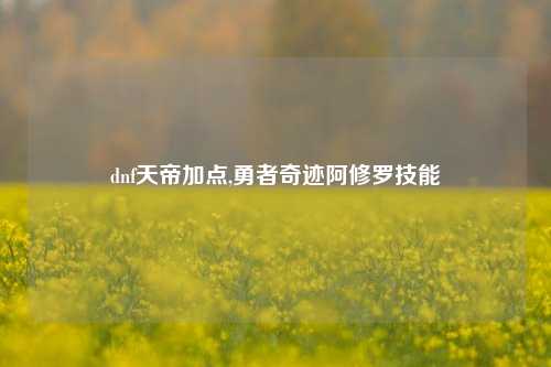 dnf天帝加点,勇者奇迹阿修罗技能