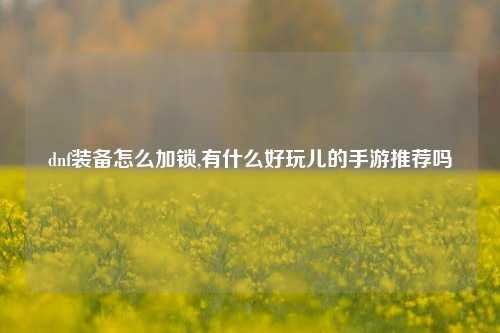 dnf装备怎么加锁,有什么好玩儿的手游推荐吗