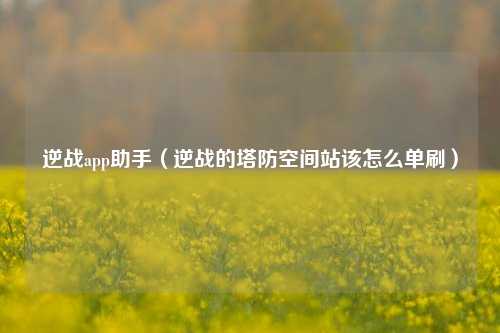 逆战app助手（逆战的塔防空间站该怎么单刷）