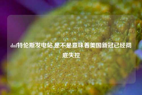 dnf特伦斯发电站,是不是意味着美国新冠已经彻底失控