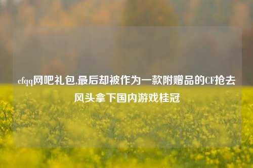 cfqq网吧礼包,最后却被作为一款附赠品的CF抢去风头拿下国内游戏桂冠