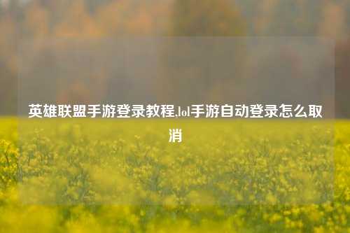 英雄联盟手游登录教程,lol手游自动登录怎么取消