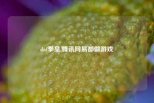 dnf拳皇,腾讯网易都做游戏