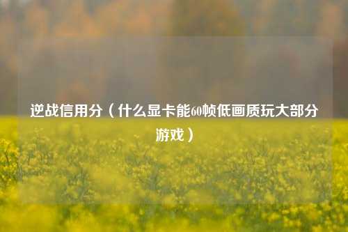 逆战信用分（什么显卡能60帧低画质玩大部分游戏）