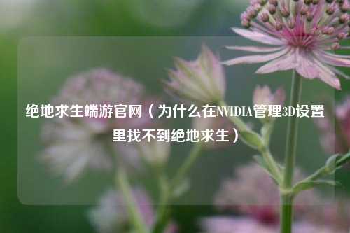 绝地求生端游官网（为什么在NVIDIA管理3D设置里找不到绝地求生）