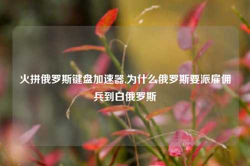 火拼俄罗斯键盘加速器,为什么俄罗斯要派雇佣兵到白俄罗斯