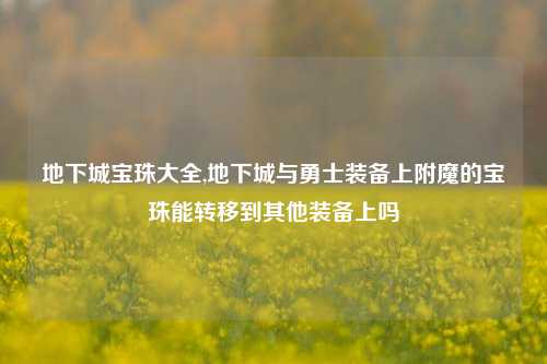 地下城宝珠大全,地下城与勇士装备上附魔的宝珠能转移到其他装备上吗