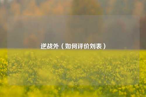 逆战外（如何评价刘表）