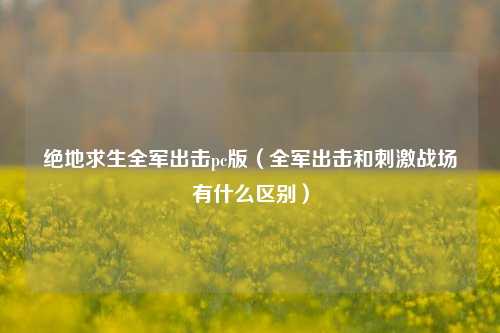 绝地求生全军出击pc版（全军出击和刺激战场有什么区别）