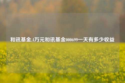 和讯基金,4万元和讯基金000699一天有多少收益