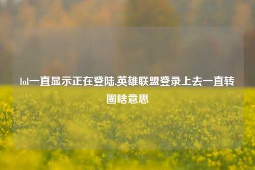 lol一直显示正在登陆,英雄联盟登录上去一直转圈啥意思