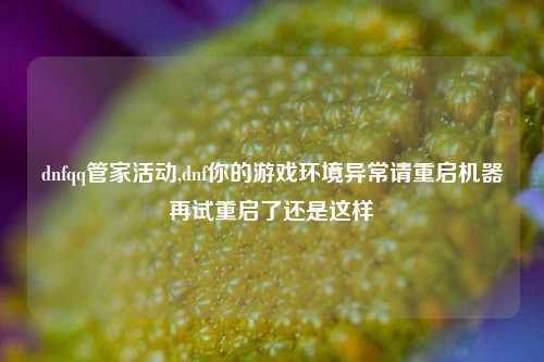 dnfqq管家活动,dnf你的游戏环境异常请重启机器再试重启了还是这样