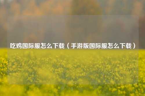 吃鸡国际服怎么下载（手游版国际服怎么下载）