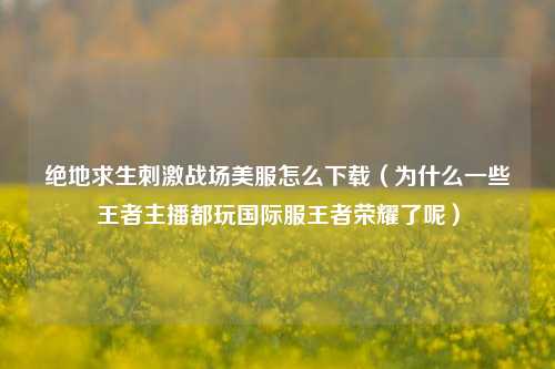 绝地求生刺激战场美服怎么下载（为什么一些王者主播都玩国际服王者荣耀了呢）