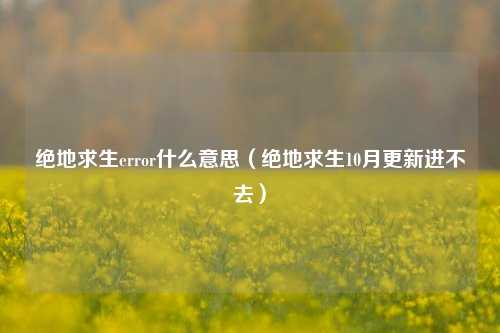 绝地求生error什么意思（绝地求生10月更新进不去）