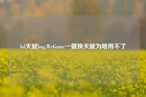 lol天赋bug,WeGame一健换天赋为啥用不了