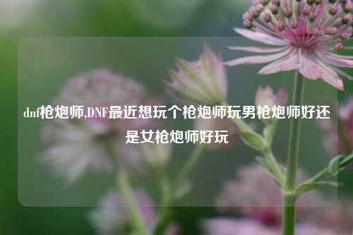 dnf枪炮师,DNF最近想玩个枪炮师玩男枪炮师好还是女枪炮师好玩