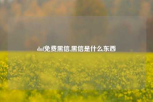 dnf免费黑信,黑信是什么东西