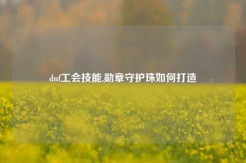 dnf工会技能,勋章守护珠如何打造