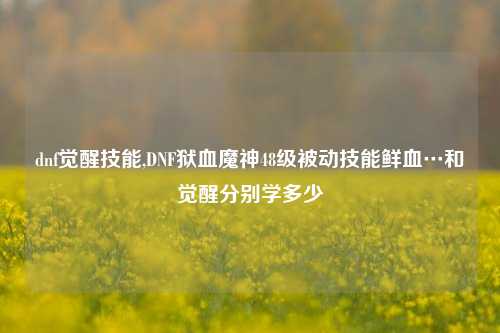 dnf觉醒技能,DNF狱血魔神48级被动技能鲜血…和觉醒分别学多少