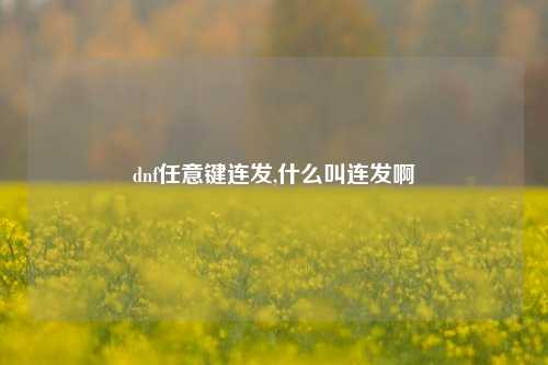 dnf任意键连发,什么叫连发啊