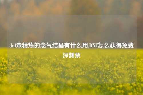 dnf未精炼的念气结晶有什么用,DNF怎么获得免费深渊票