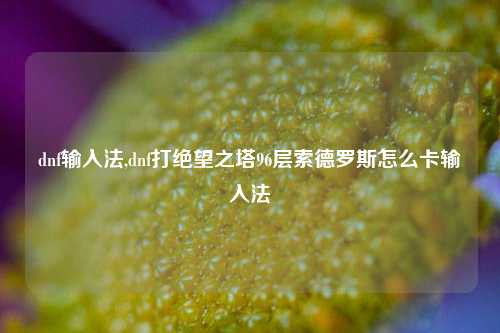 dnf输入法,dnf打绝望之塔96层索德罗斯怎么卡输入法