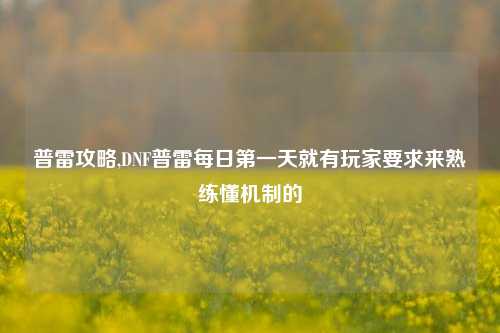 普雷攻略,DNF普雷每日第一天就有玩家要求来熟练懂机制的