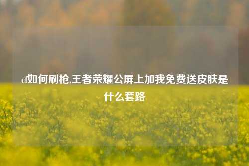 cf如何刷枪,王者荣耀公屏上加我免费送皮肤是什么套路