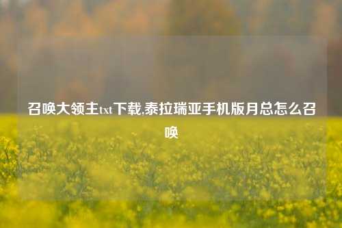 召唤大领主txt下载,泰拉瑞亚手机版月总怎么召唤