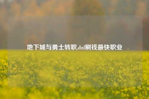 地下城与勇士转职,dnf刷钱最快职业