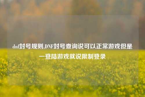 dnf封号规则,DNF封号查询说可以正常游戏但是一登陆游戏就说限制登录