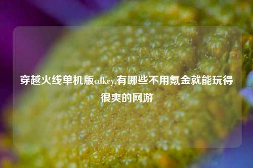 穿越火线单机版cdkey,有哪些不用氪金就能玩得很爽的网游