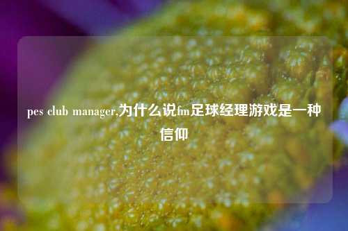 pes club manager,为什么说fm足球经理游戏是一种信仰