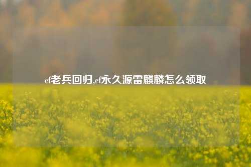 cf老兵回归,cf永久源雷麒麟怎么领取