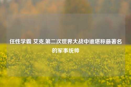 任性学霸 艾克,第二次世界大战中谁堪称最著名的军事统帅