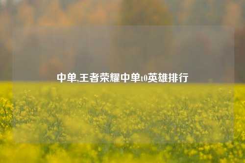 中单,王者荣耀中单t0英雄排行