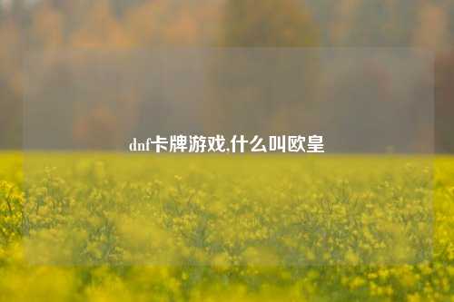 dnf卡牌游戏,什么叫欧皇